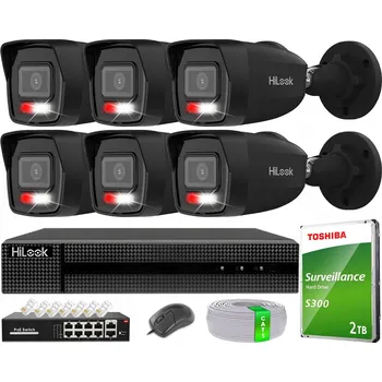 Bezpečnostní kamera SADA 6 KAMER PRO 6MPX IP MONITORING VENKOVNÍ ČERNÉ HILOOK HIK DISK 2TB