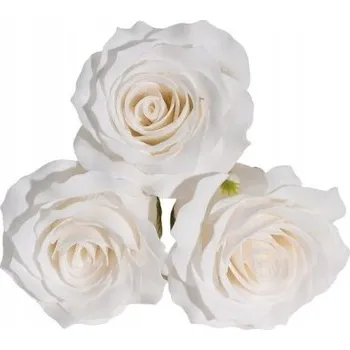 umělá květina 3x Růže 5vrstvé okvětní lístky rozkvetlé BÍLÉ KVĚTINY Z MÝDLA na box dekorace