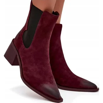 Dámská zimní obuv DÁMSKÉ KOTNÍKOVÉ BOTY SEMIŠOVÉ ZATEPLENÉ NA PODPATKU VSUVNÉ ARTIKER 57C0048 BORDÓ 41