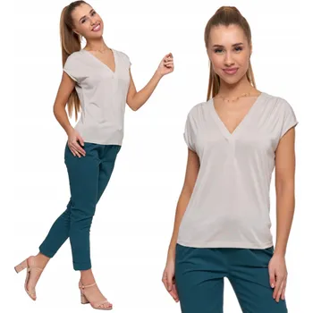 Dámská Blůzka Tričko Jednobarevné s Výstřihem do V a Krátkým Rukávem MORAJ XL
