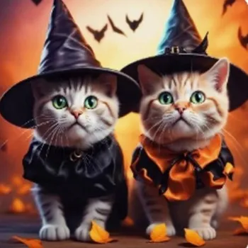 Diamantové malování Diamantové malování 5D 30x40cm, Kočky Halloween