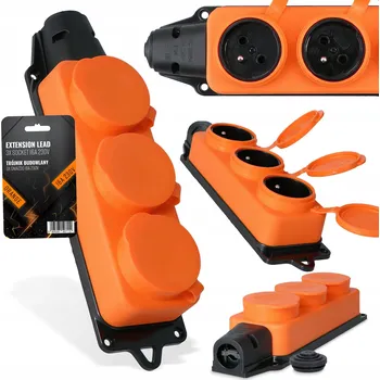 Elektrická zásuvka Hermetická prodlužovací zásuvková lišta TRCR oranžová