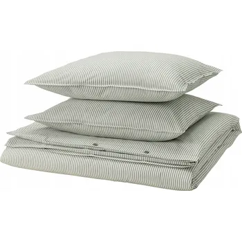 Povlečení IKEA SOLFIBBLA Povlečení 200x200 cm a 2 povlaky na polštáře 50x60 cm, bílá/zelené proužky