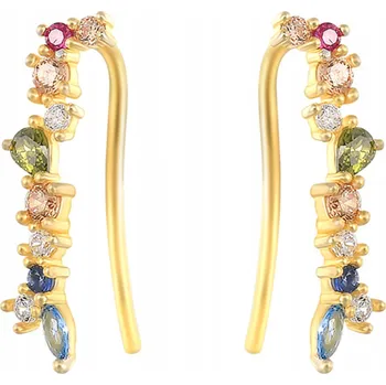 Náušnice Fraise stříbrné náušnice S925 pozlacené náušnice s barevnými zirkony