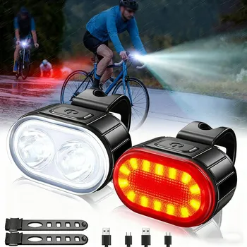 Cyklosvítilna LED SVĚTLO NA KOLO PŘEDNÍ + ZADNÍ NABÍJECÍ NA ŘÍDÍTKA