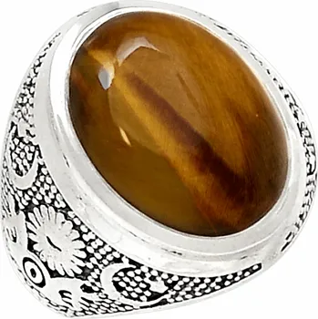 Prsten 1019 Pánský stříbrný prsten s tygřím okem 64 mm (US 10,5), cca 15 g