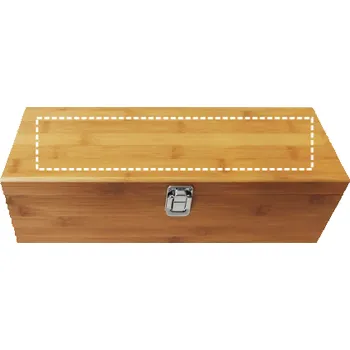 Stojan na víno SYRAH. Souprava na víno z bambusu, zinku a nerezové oceli Gravírování laserem (max. 1 barva, 190 x 90mm) 1 barva 5 Pouzdro s víkem