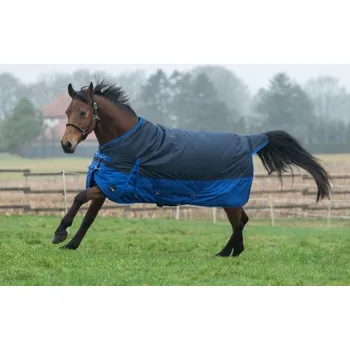 Deka pro koně Nepromokavá deka -Chester- 600D, 300g, tmavě modrá/modrá, 145 cm