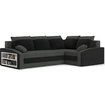 Sedací souprava Rozkládací rohová sedací souprava s poličkou GRANDE Pravá Šedá/černá
