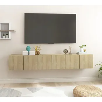 Televizní stolek Závěsné skříňky pod TV 3 ks, dub sonoma, 60x30x