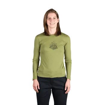 Northfinder Dámské tričko s dlouhým rukávem ze směsi merino vlny AILA, zelená, XS