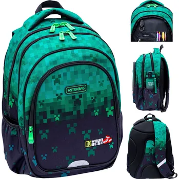 Vícekomorový Školní batoh AstraBag, vícebarevný, zelený, 27 l