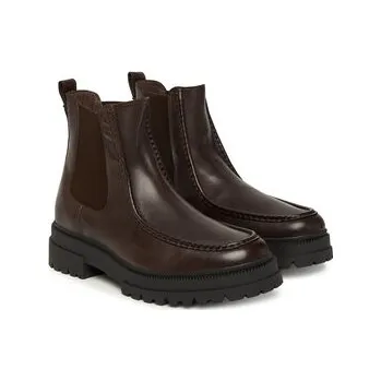 Dámská zimní obuv Tommy Hilfiger Kotníková obuv s elastickým prvkem Th Chunky Dress Casual Chel FM0FM05763 Hnědá 40