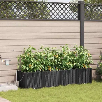 Truhlík OMAXI Zahradní pěstebník 4 pcs Černá Ocel 887054