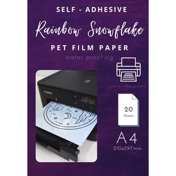 Papír pro tiskárny Samolepicí dekorativní papír duhové sněhové vločky 20 ks A4