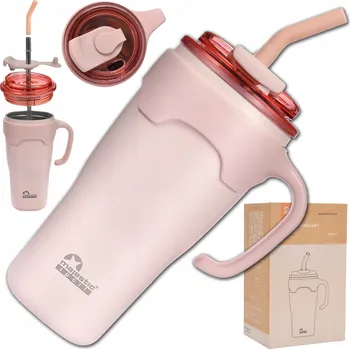 Termohrnek se slámkou Majestic Sport Jelly 650 ml - Růžový