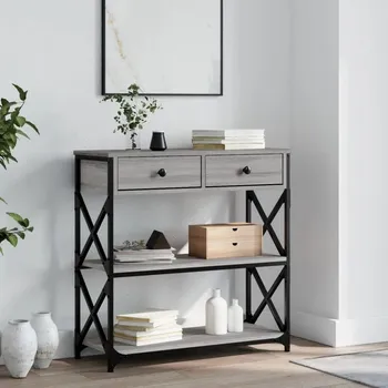 Konferenční stolek VidaXL Konzolový stolek, šedý dub sonoma,