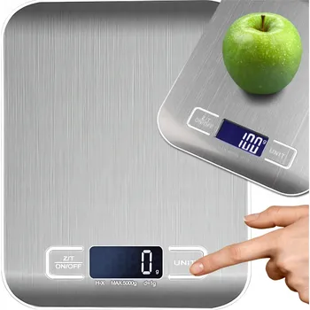 Kuchyňská váha Kuchyňská váha MEMFLOW, precizní, s funkcí tárování, baterie, stříbrná/šedá, 5 kg