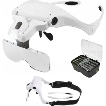 Lupa ZVĚTŠOVACÍ BRÝLE HODINÁŘSKÉ BRÝLOVÁ LUPA S LED OSVĚTLENÍM A SADOU ČOČEK DA351