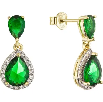 Šperk Pozlacené náušnice zelené kapky 11793.3