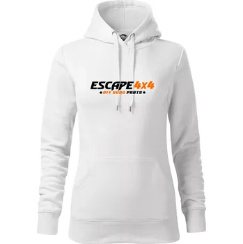 Dámská mikina Escape 4x4 Nápis vpředu a pneumatika na zádech - Mikina dámská Cape s kapucí - XS ( Bílá )