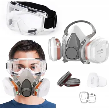 Plynová maska Lakýrnická maska 6200 N95 s filtry a brýlemi šedá univerzální