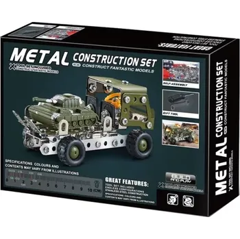 ostatní stavebnice Alltoys Kovová stavebnice vojenské auto s tankem 133 ks