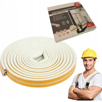 Těsnění do okna a dveří Těsnění PROFIL "D" 6M BÍLÉ samolepicí OKNO DVEŘE PRO OKNA