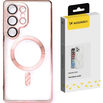 Pouzdro Wozinsky Galvanicky potažené s Magsafe pro Samsung Galaxy S25 - růžové