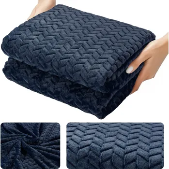 Přehoz na lůžko Deka 200x220 Mikrovlákno Lisovaná Přehoz Pled na Postel Vzor Rybí Kost 3D