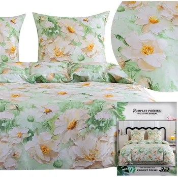 Povlečení POVLEČENÍ Maria povlaky na polštáře 70x80 sada 200x220 4 dílné SATÉNOVÉ květiny