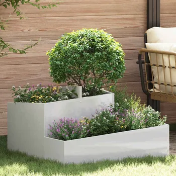 Vyvýšený záhon OMAXI Zahradní pěstebník Stříbrná 80 x 80 x 50 cm Nerezová ocel 593061