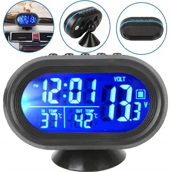 Meteostanice 4v1 LCD Automobilový teploměr, meteostanice, voltmetr -10 až 50 stupňů