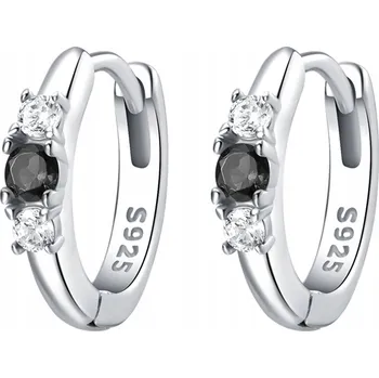 Náušnice Fraise jemné náušnice 1,2 cm Kroužky s černou zirkonií stříbro S925