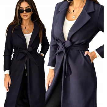 Dámské oblečení Och Bella dámský kabát modrý klasický bez kapuce velikost S