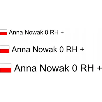 Vlajka Nálepka jméno příjmení krevní skupina vlajka PL 2 ks