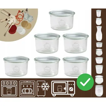 Sklenice DEKORATIVNÍ Sklenice WECK 6 Ks / žáruvzdorná zavařovací sklenice 200 Ml