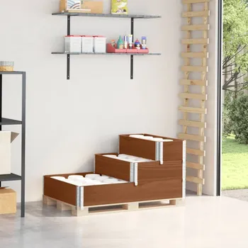 Vyvýšený záhon OMAXI 3patrový vyvýšený záhon hnědý 120 x 80 cm masivní borové dřevo 858819