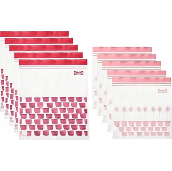 Dóza na potraviny IKEA ISTAD SÁČKY NA POTRAVINY SE ZIPEM 50 Ks 1,2/2,5 l červené