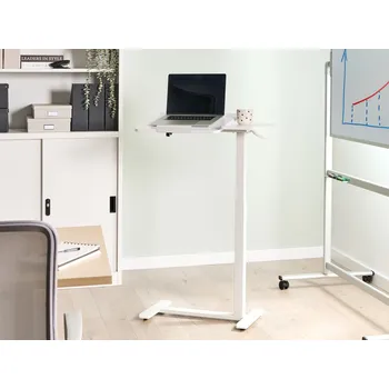 Nábytek Ručně nastavitelný stůl na notebook bílý ocelový rám 70 x 40 cm sezení a stání moderní design kancelářské potřeby Beliani