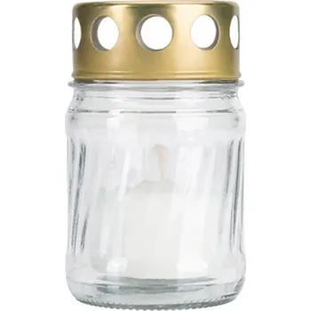 Svíčka Malý skleněný hřbitovní svíčka červený s náplní 7h 11 cm PL