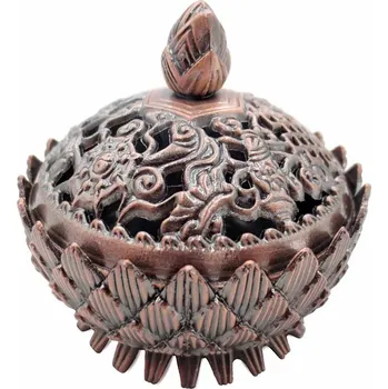 Aroma lampa Kadidelnice kovová Lotosový květ barva bronzová červená 6 cm cca 6 cm