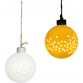 Vánoční dekorace Vánoční Koule keramická LED na baterie 10 cm