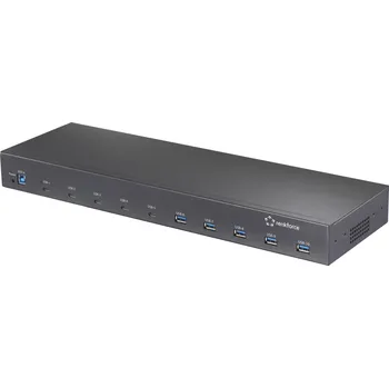 USB hub Renkforce 483 mm (19) Rack Mount 10-Port USB 3.2 Gen 2 Hub USB 3.1 hub (Gen 2) pro průmyslové použití, možnost montáže do stojanu, kovový ukazatel černá