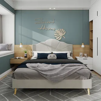 Postel Jednolůžková dřevěná postel Arhatreya 160x200, béžové odstíny