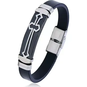 Náramek Silikonový náramek Kruis s ocelovou přezkou Černý