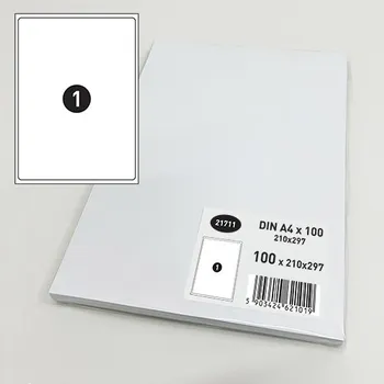 Samolepící etiketa Samolepicí etikety A4 archy 1x 210x297mm s okrajem (Economy)