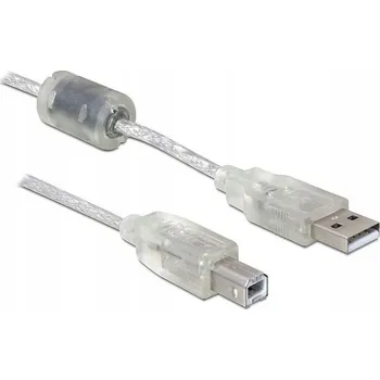 Datový kabel Kabel pro tiskárnu USB 2.0 AM-BM, feritový ( průhledný ), průhledný 3 m