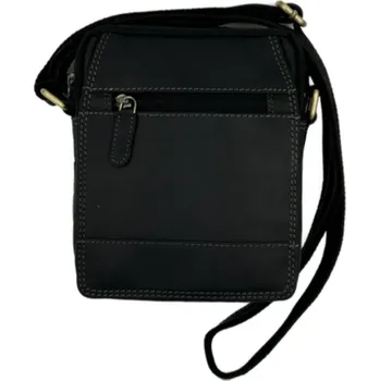 Kožená pásnká taška přes rameno malá černá s vodorovným zipem 814-2