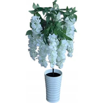 umělá květina Umělá květina v květináči Wisteria Glicynia Bílá Krémová Výška 80 cm